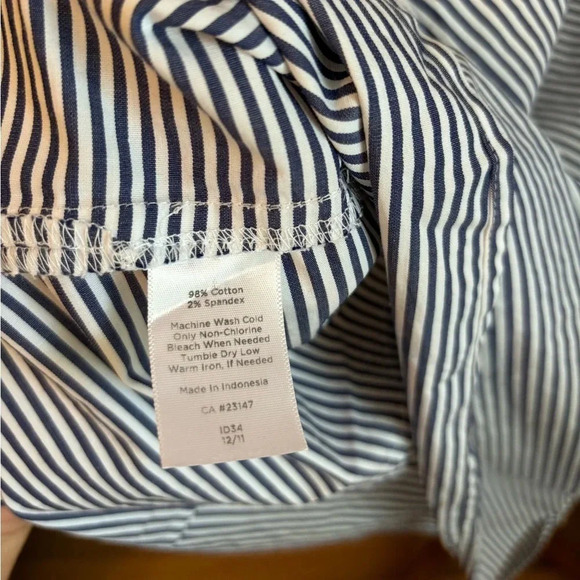 Talbots size 4 Striped Beaded Neck Cotton Blouse - Picture 5 of 6